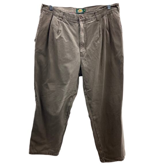 Cabela's Khaki Tan Red Plaid Flannel Lined Pocket Zip Hunting Outdoor Pants READ - Picture 1 of 14